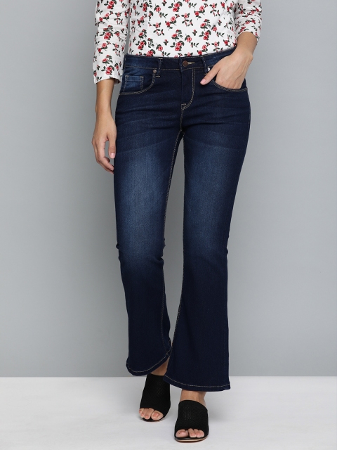 

HERE&NOW Women Blue Bootcut Mid-Rise Clean Look Stretchable Jeans