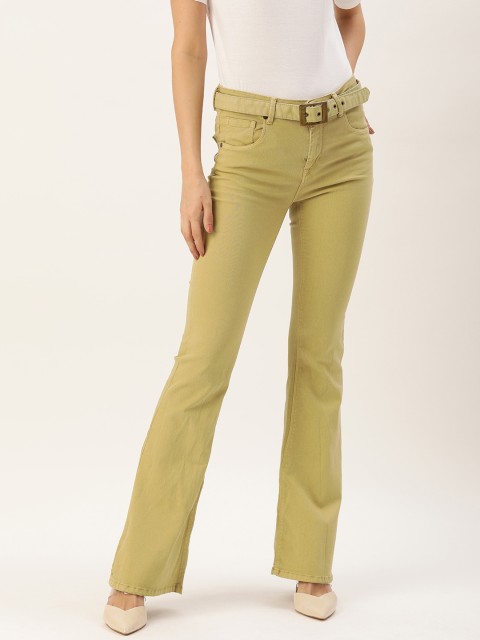 

Moda Rapido Women Khaki Flared High-Rise Clean Look Stretchable Jeans
