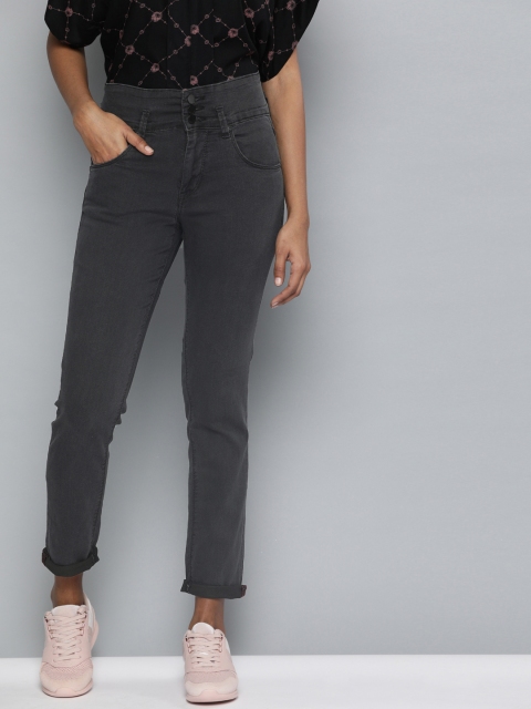 

HERE&NOW Women Grey Skinny Fit High-Rise Clean Look Stretchable Jeans