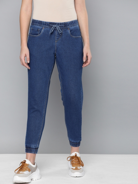 

HERE&NOW Women Blue Jogger Mid-Rise Clean Look Stretchable Jeans