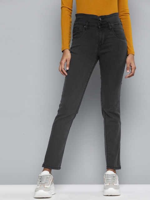

HERE&NOW Women Grey Skinny Fit High-Rise Clean Look Stretchable Jeans
