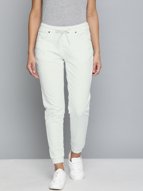 

HERE&NOW Women White Jogger Mid-Rise Clean Look Stretchable Jeans