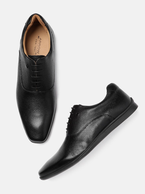 

Arrow Men Black Formal BARBER Leather Oxfords
