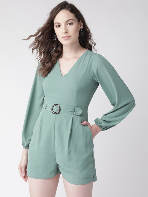

20Dresses Women Green Solid Playsuit