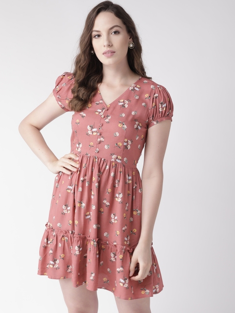 

20Dresses Women Pink & White Printed Fit & Flare Dress