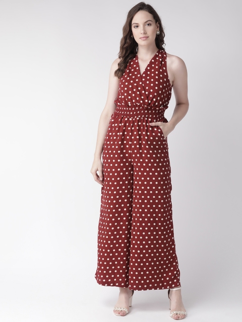

20Dresses Women Rust Red & Off-White Printed Basic Jumpsuit