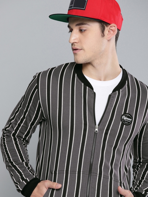 

Difference of Opinion Men Grey & Black Striped Sweatshirt