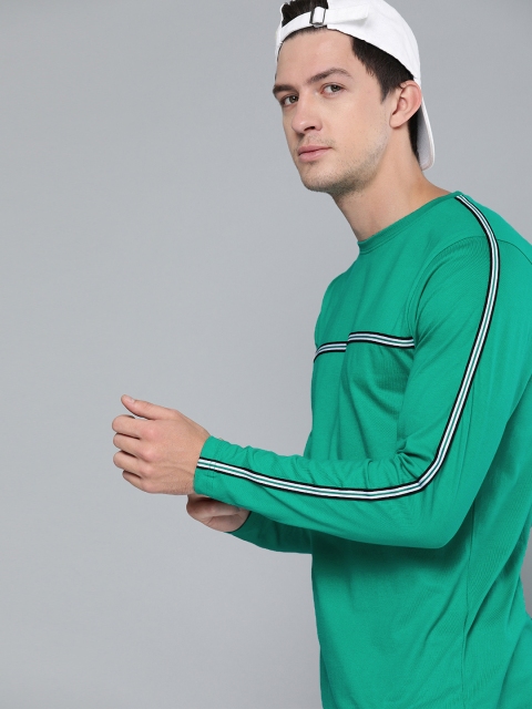 

Difference of Opinion Men Teal Green Solid Round Neck T-shirt