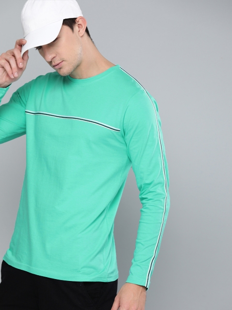 

Difference of Opinion Men Sea Green Solid Round Neck T-shirt