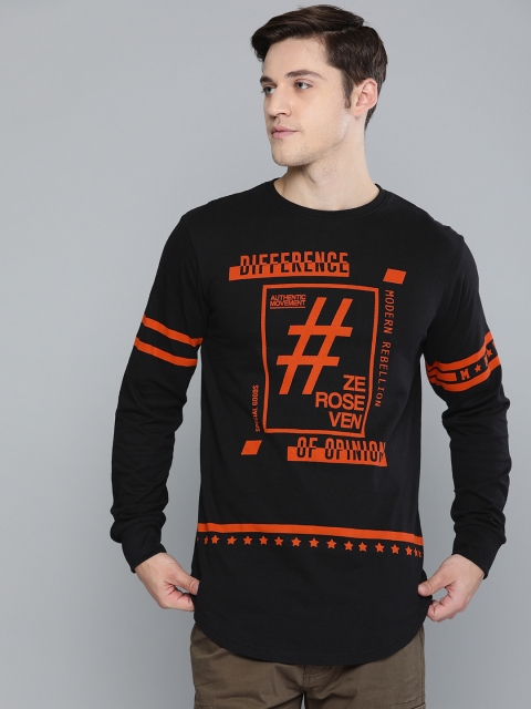 

Difference of Opinion Men Black & Orange Printed Round Neck T-shirt