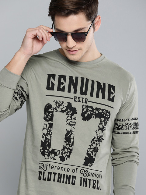 

Difference of Opinion Men Grey & Black Printed Round Neck T-shirt