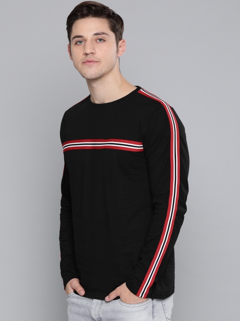 

Difference of Opinion Men Black Striped Round Neck T-shirt