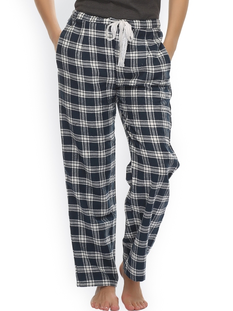 

Clovia Women Blue & White Checked Pyjamas NS0493P08XL