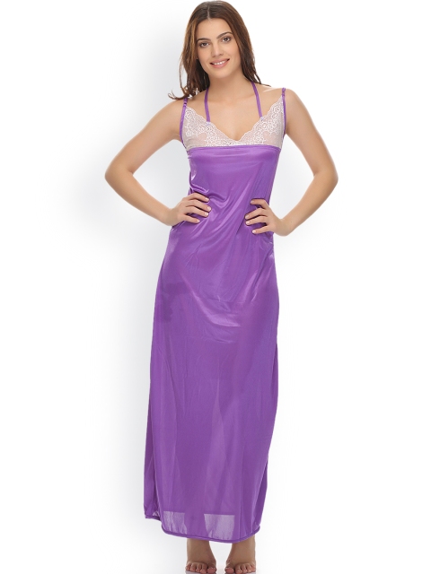 

Clovia Purple Maxi Nightdress NS0433P12XL