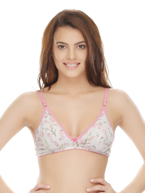 

Clovia White Printed Full-Coverage Bra BR0399P1840B