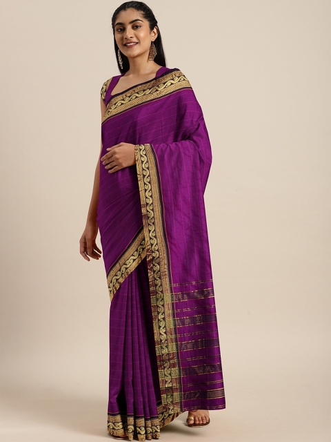 

Pavechas Magenta Pure Cotton Solid Venkatgiri Saree