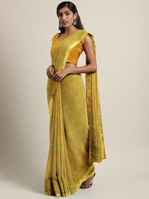 

Pavechas Yellow Poly Chiffon Printed Kota Saree