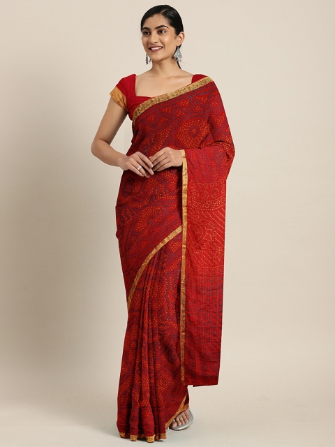 

Pavechas Red Poly Chiffon Printed Kota Saree