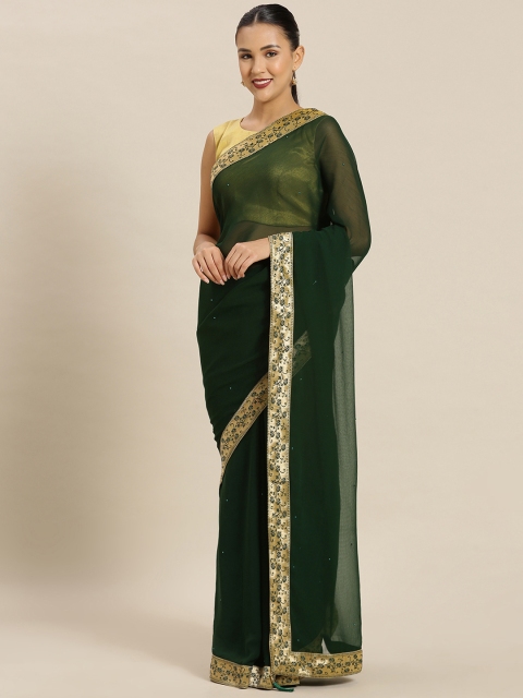 

Mitera Green Embellished Poly Chiffon Saree