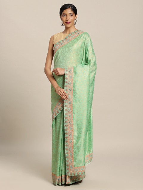 

Mitera Green Printed Poly Silk Saree