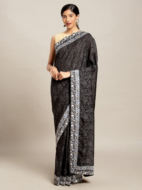 

Mitera Black Printed Poly Silk Saree