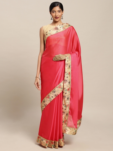 

Mitera Pink Solid Poly Georgette Saree
