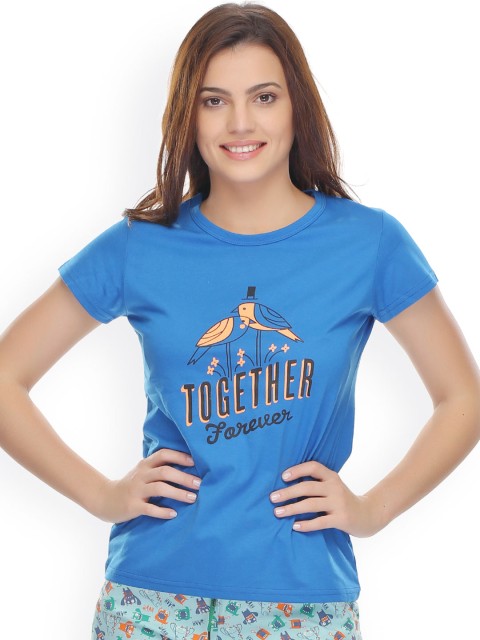 

Clovia Blue Printed Lounge Top