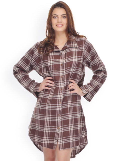 

Clovia Brown Checked Nightdress NS0522P06XL