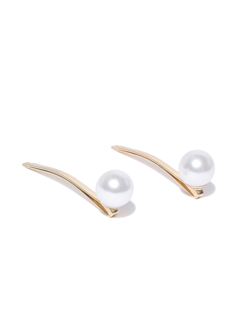 

Blueberry Gold-Toned & Off-White Set of 2 Beaded Bobby Pins