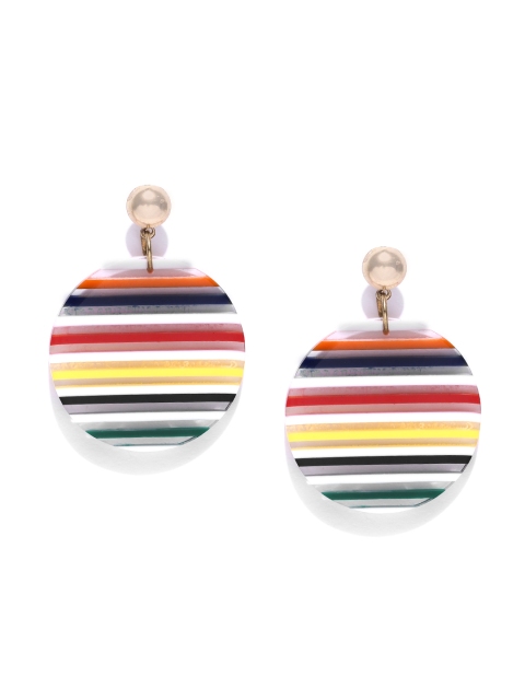 

Blueberry Multicoloured Gold-Plated Handcrafted Circular Drop Earrings, Multi