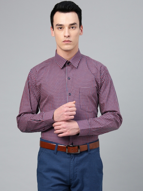 

Hancock Men Red & Navy Blue Slim Fit Checked Formal Shirt