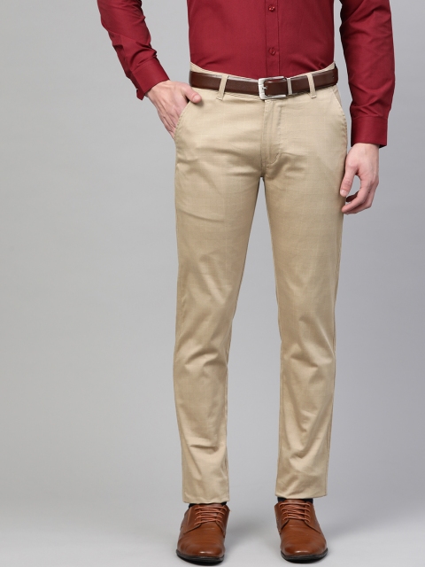 

Hancock Men Beige Slim Fit Checked Regular Trousers
