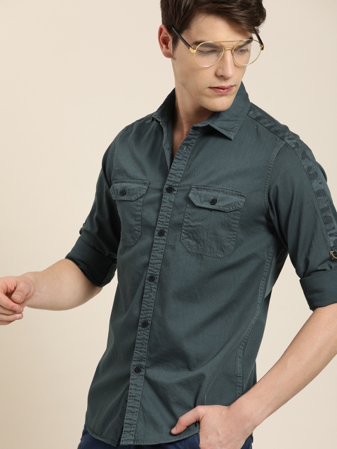 

Moda Rapido Men Navy Blue Solid Slim Fit Casual Shirt