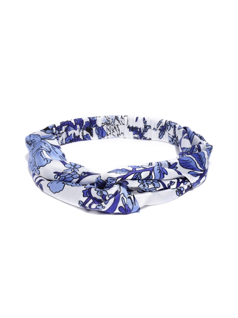 

Blueberry Blue & White Floral Print Knot Hairband