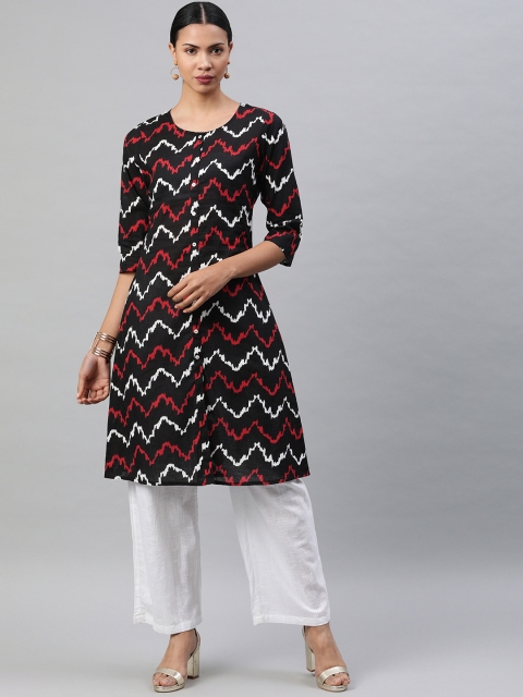 

Soch Women Black Printed Straight Kurta