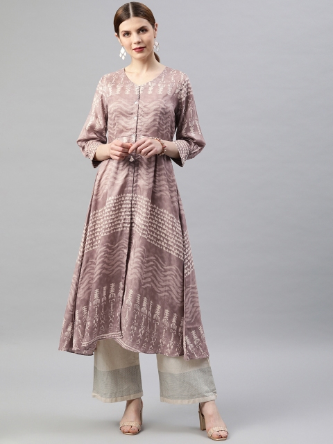 

Soch Women Pink Printed A-Line Asymmetric Kurta