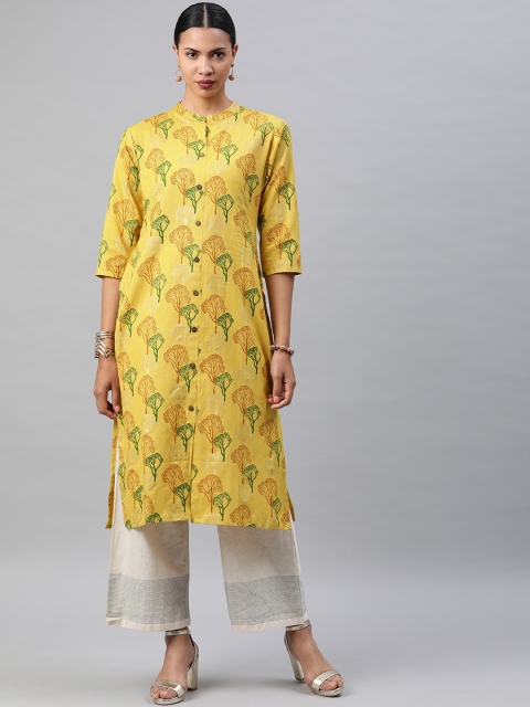

Soch Women Yellow & Green Printed Straight Kurta