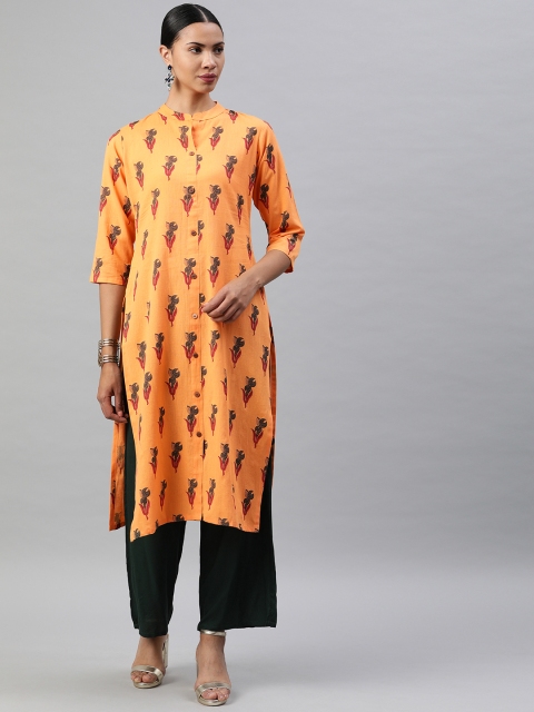 

Soch Women Orange & Red Printed Straight Kurta