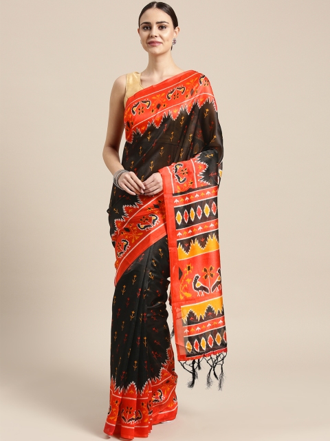

Saree mall Black & Red Printed Bhagalpuri Saree