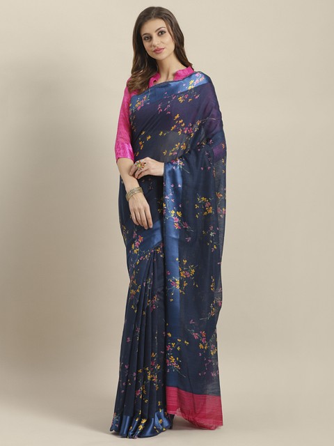 

Saree mall Navy Blue Printed Saree