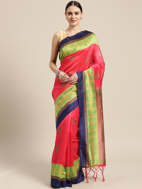 

Saree mall Red & Green Printed Bhagalpuri Saree