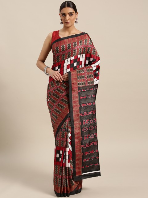 

Saree mall Black & Red Printed Bhagalpuri Saree