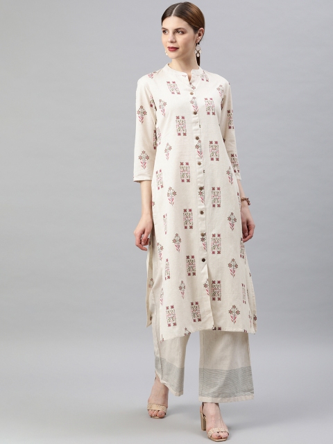

Soch Women Off-White Printed Straight Kurta