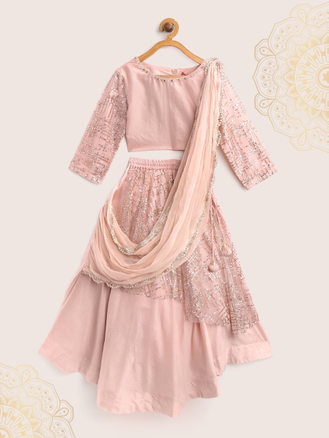 

Biba Peach-Coloured Embellished Ready to Wear Lehenga & Blouse with Dupatta