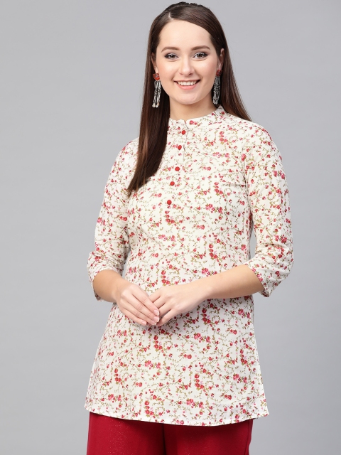

Nayo White & Pink Printed Tunic