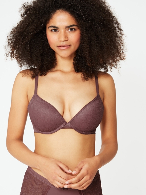 

Marks & Spencer Purple Solid Underwired Lightly Padded Everyday Bra T336868TRUFFLE
