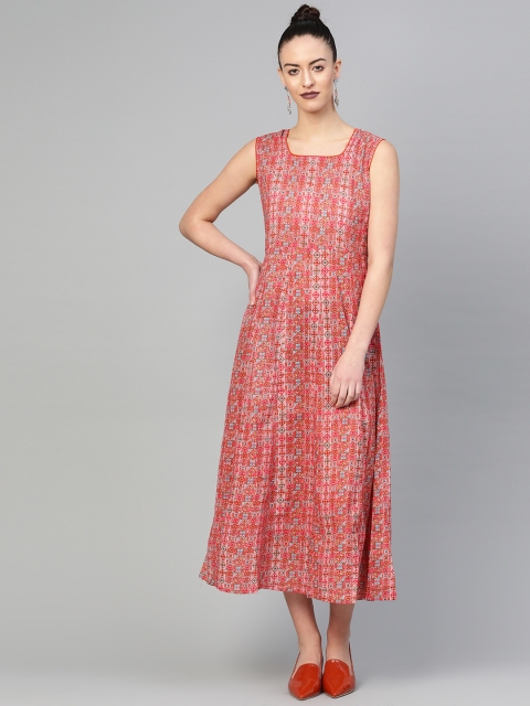 

AASI - HOUSE OF NAYO Women Pink & Red Printed Maxi Dress