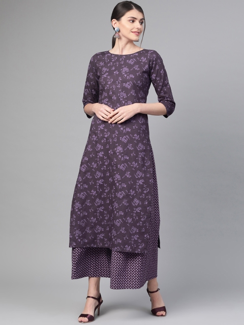 

Nayo Women Purple Printed Kurta with Skirt