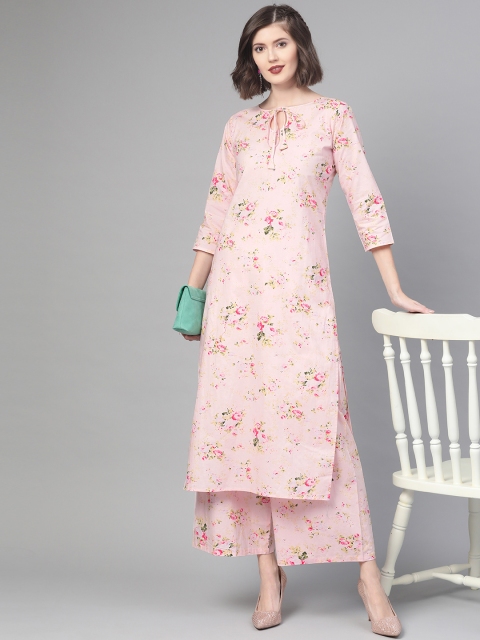 

Nayo Women Pink & Green Printed Kurta with Palazzos
