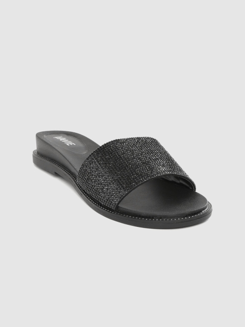 

Lavie Women Black Embellished Open Toe Flats